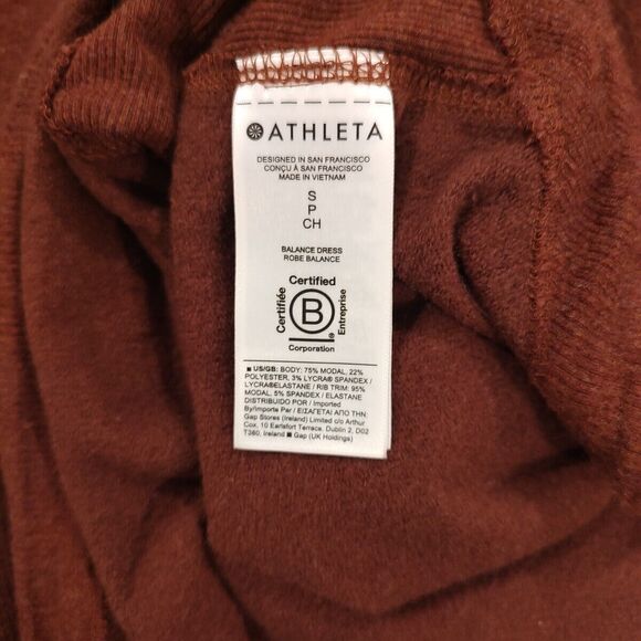 Athleta Coaster Luxe Sweatshirt Dress Small Petite Rust/Brown SOFT Long Sleeve - Picture 8 of 10